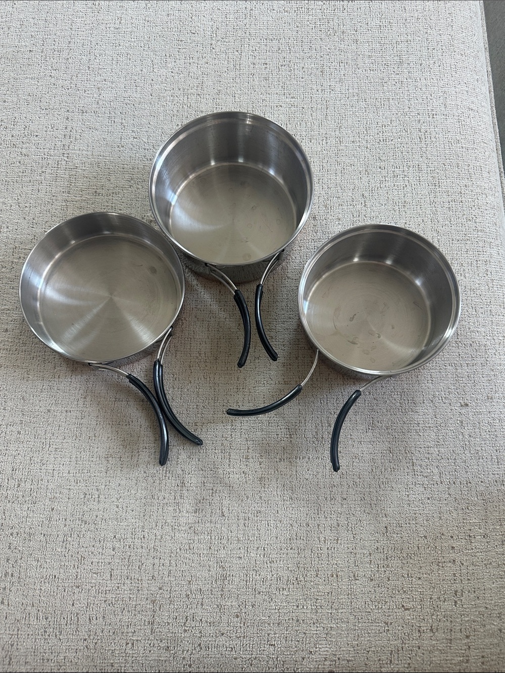 Vintage MSR Alpine StowAway 3-Pot Nesting Set (475ml, 775ml, 1.1L) Copper Bottom